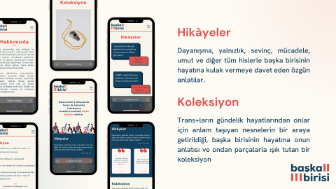 Başka Birisi web sitesinde paylaşılan hikâyeleri ve dijital koleksiyonu gösteren görsel.